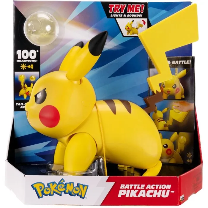 Pokémon Pikachu Battle Action - Figurine interactive de 30 cm avec sons et lumières