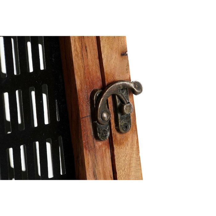 DKD Home Decor Bougeoir Noir Naturel Métal et Bois de manguier 20 x 20 x 38 cm