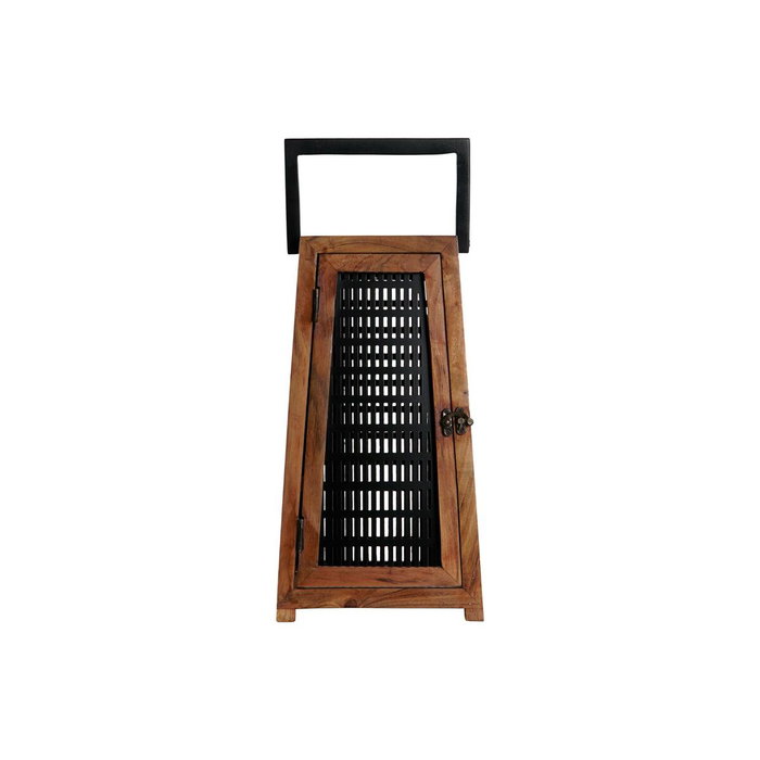 DKD Home Decor Bougeoir Noir Naturel Métal et Bois de manguier 20 x 20 x 38 cm