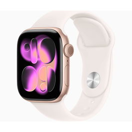 Apple Watch Series 11 GPS + Cellular 42mm Boîtier Titane Doré avec Bracelet Sport Rose Clair M/L