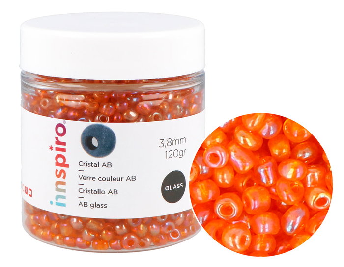 Innspiro Rocaille de verre aurora boreale orange 3,8mm 120g Innspiro Rocaille de verre aurora boreale orange 3,8mm 120g
