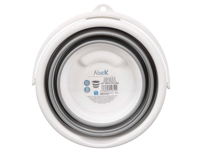 ARTE REGAL Seau pliable rond en plastique 5L blanc-gris