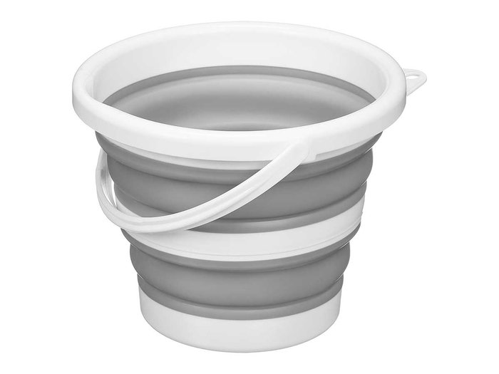 ARTE REGAL Seau pliable rond en plastique 5L blanc-gris