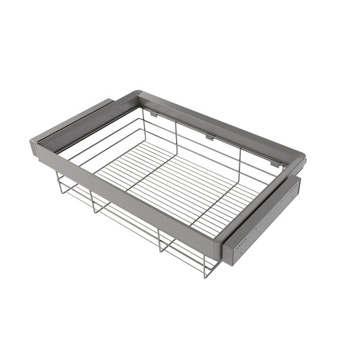Emuca Kit tiroir en fil métallique et rack ajustable Quartz pour armoires, glissières extension totale et à fermeture douce, Module 80cm, Finition Titane Emuca Kit tiroir en fil métallique et rack ajustable Quartz pour armoires, glissières extension totale et à fermeture douce, Module 80cm, Finition Titane