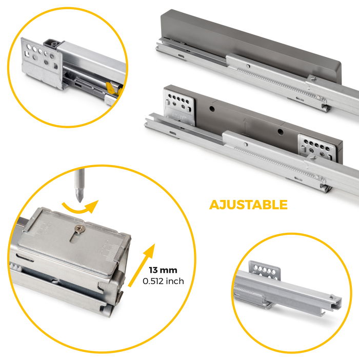 Emuca Kit tiroir en fil métallique et rack ajustable Quartz pour armoires, glissières extension totale et à fermeture douce, Module 80cm, Finition Titane