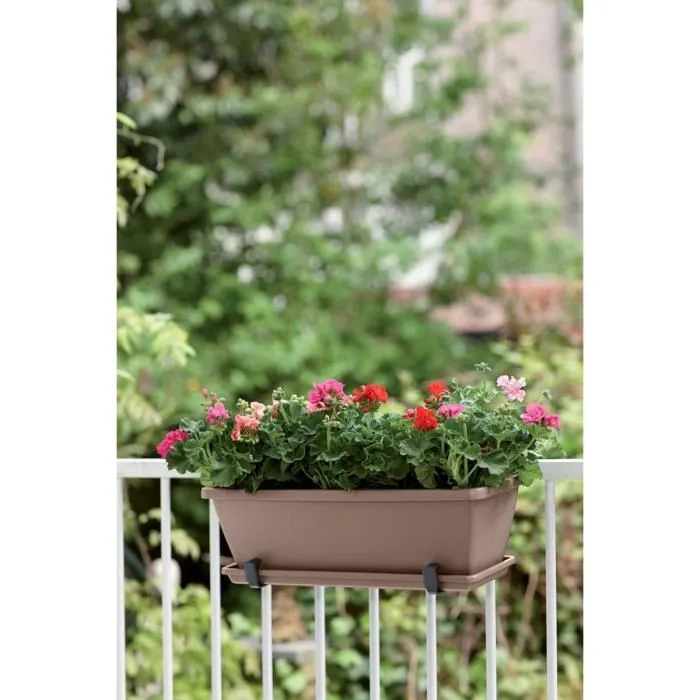 ELHO Soucoupe pour Balconnière Barcelona 50 - Plastique Taupe - L 45,5 x l 16,7 x H 3 cm - Pour Drainage