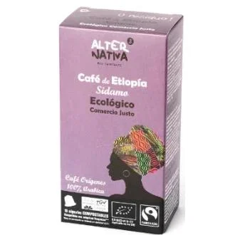 ALTERNATIVA 3 Capsules de café compostables Bio Ethiopie Sidamo, 100% Arabica, 10 unités de 5g, compatibles Nespresso ALTERNATIVA 3 Capsules de café compostables Bio Ethiopie Sidamo, 100% Arabica, 10 unités de 5g, compatibles Nespresso