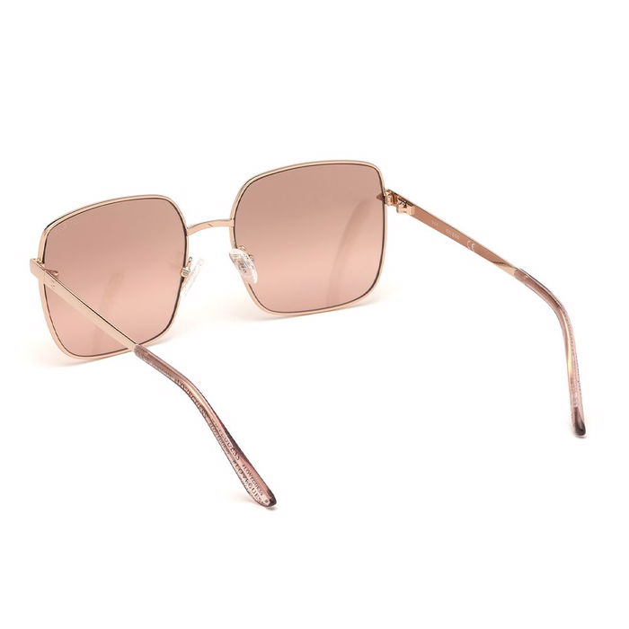 Guess Lunettes de Soleil Femme GU7615 Carrées Monture Métal Doré Rose Verres Bordeaux 56mm 140mm