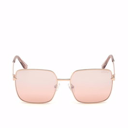 Guess Lunettes de Soleil Femme GU7615 Carrées Monture Métal Doré Rose Verres Bordeaux 56mm 140mm