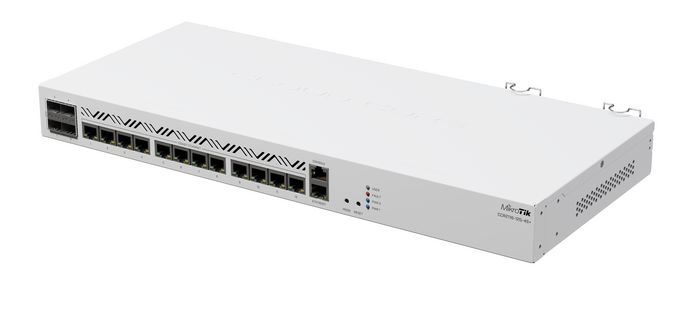 MikroTik CCR2116-12G-4S+ Routeur 16 coeurs ARM 2 GHz avec 16 Go RAM DDR4, 4 ports SFP+ 10G, 13 ports Gigabit Ethernet, RouterOS, alimentation redondante