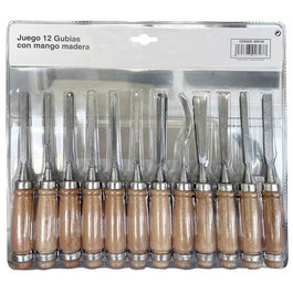 Future Jeu de 12 Gouges avec Manche en Bois