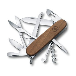 Victorinox Couteau Suisse Huntsman avec couteau, scie, ouvre-boîte et ciseaux - Bois, Référence 1.3711.63 (V-1 37, V1 37)
