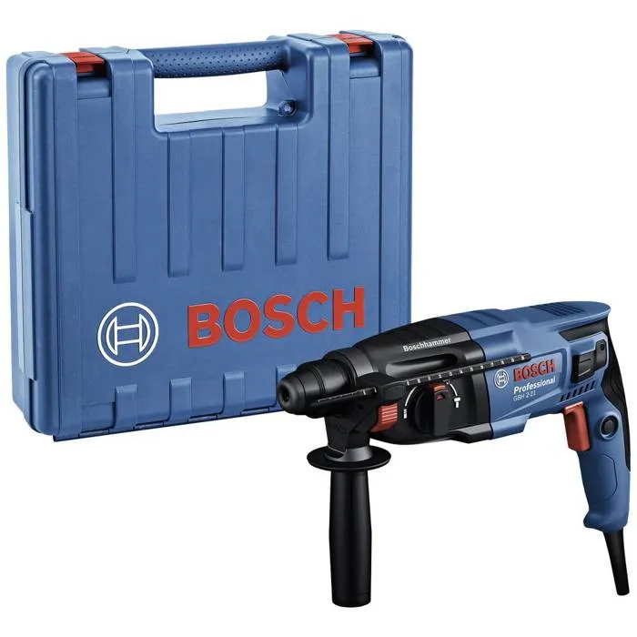 Bosch Professional GBH 2-21 - Perforateur-burineur SDS Plus 720W - 2 Joules - 3 modes (Perçage, perforation, burinage) - Jusqu'à Ø21 mm béton - Coffret standard - 06112A6000