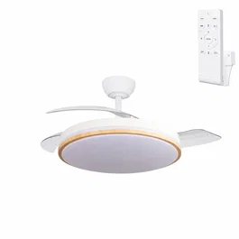 Ventilador Dc 6980lm Ventilateur/Chauffage LED Blanc Transparent - Motor DC, 60W, 6 Vitesses, 3500-4000-6500K, Témoignage Distant, Temporisateur, Dimensions 107 cm