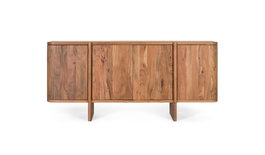 GINER Y COLOMER - Buffet en acacia massif fabriqué à la main 170 cm - 4 portes avec ouverture push - Meuble de rangement pour salon ou salle à manger