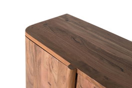 GINER Y COLOMER - Buffet en acacia massif fabriqué à la main 170 cm - 4 portes avec ouverture push - Meuble de rangement pour salon ou salle à manger