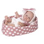 Rosa Toys Poupée Gordito avec Capazo 3020 - Vinyle doux, ensemble blanc et noeud rose, 3 ans et plus