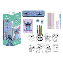Cerdá Set de papeterie à colorier Stitch, trousse de crayons, dimension 11.0 x 24.0 x 9.5 cm, pour enfants de 2 à 8 ans