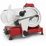 H.KoeNIG Trancheuse à Viande MSX254 - Lame en acier de 25 cm (250 mm) - Puissance 240 W - Réglage d'épaisseur 0-12 mm - Idéale jambon, fromage, pain - Design rouge