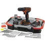 Black + Decker BDCDC18BAST-QW Perceuse-visseuse sans fil 18V - Kit avec 2 batteries, chargeur et 160 accessoires - Vissage et perçage bois/métal