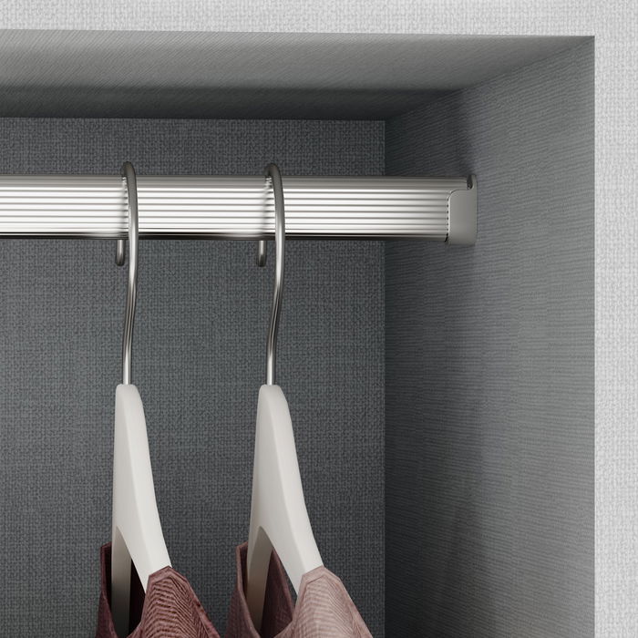 Emuca Lot de 2 rails d'armoire de 1,15 m avec supports, Aluminium et Zamak, Anodisé mat