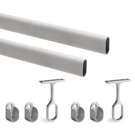 Emuca Lot de 2 rails de penderie en aluminium de 1,15 m avec supports