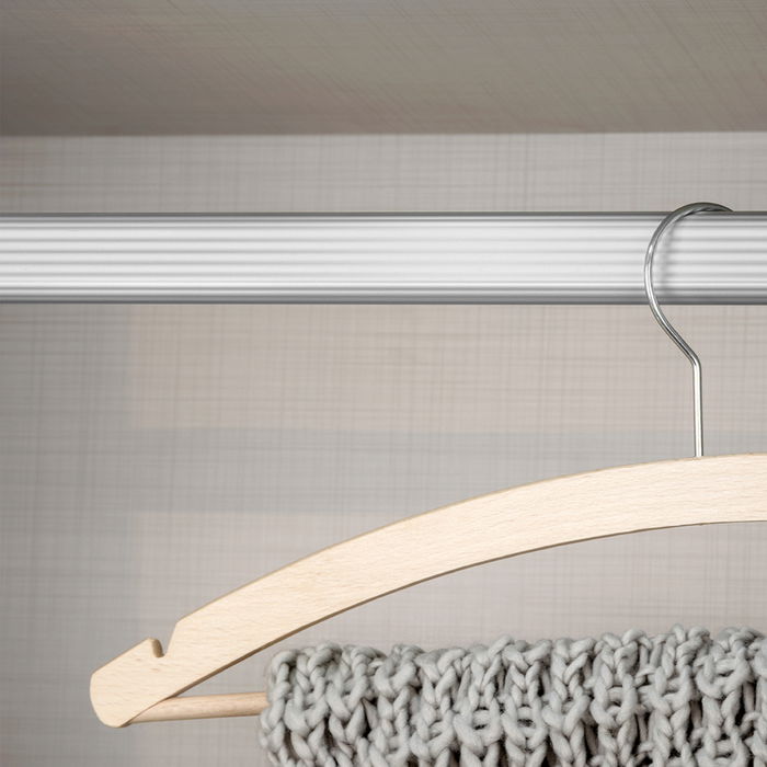 Emuca Lot de 2 rails d'armoire de 1,15 m avec supports, Aluminium et Zamak, Anodisé mat