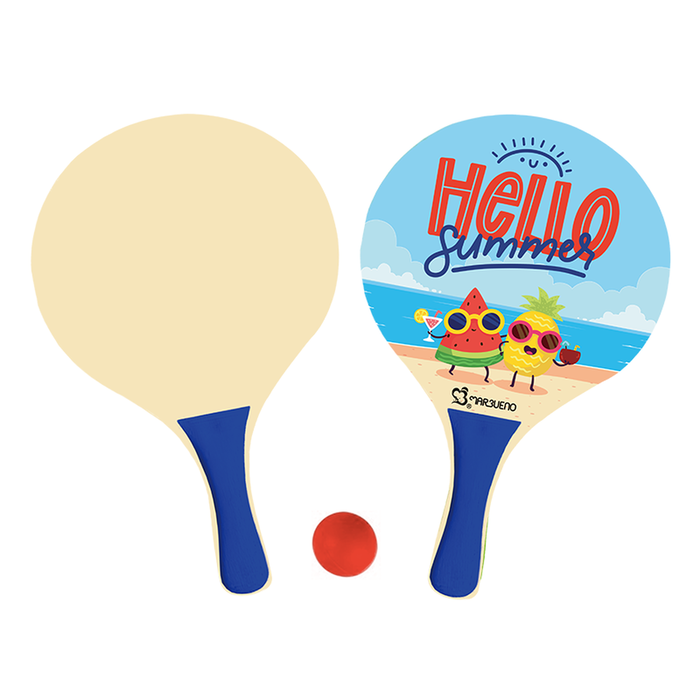 Marbueno Raquettes Bois Hello Summer 38x24x0,6 cm Jardin Piscine Plage MARBUENO SUMMER 10336