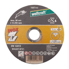 Wolfcraft Lot de 10 disques à tronçonner Ø125 x 1 x 22,23 mm pour acier inoxydable