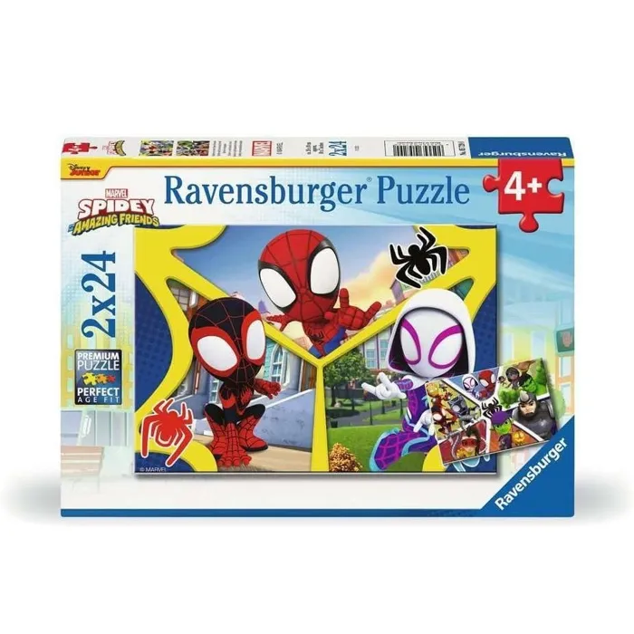 Ravensburger Puzzle 05729 Spidey & compagnie - 2 x 24 pièces - Dès 4 ans - Avec 2 posters taille réelle - Qualité supérieure