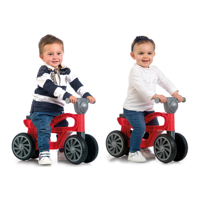 Chicos Corre pasillos Mini Custom Rouge - Trotteur moto 4 roues stable pour enfants 10 à 36 mois - Réf. 36006