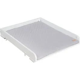 Roba Plan à langer en bois blanc laqué pour lave-linge 60 cm, avec matelas de change hydrofuge Roba Style gris, support jusqu'à 11 kg, dimensions H 10 x L 60 x P 73 cm
