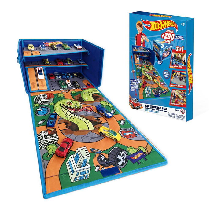CEFA TOYS Boîte organisatrice de voitures 3 en 1 Hot Wheels avec piste et zone de jeu CEFA TOYS Boîte organisatrice de voitures 3 en 1 Hot Wheels avec piste et zone de jeu