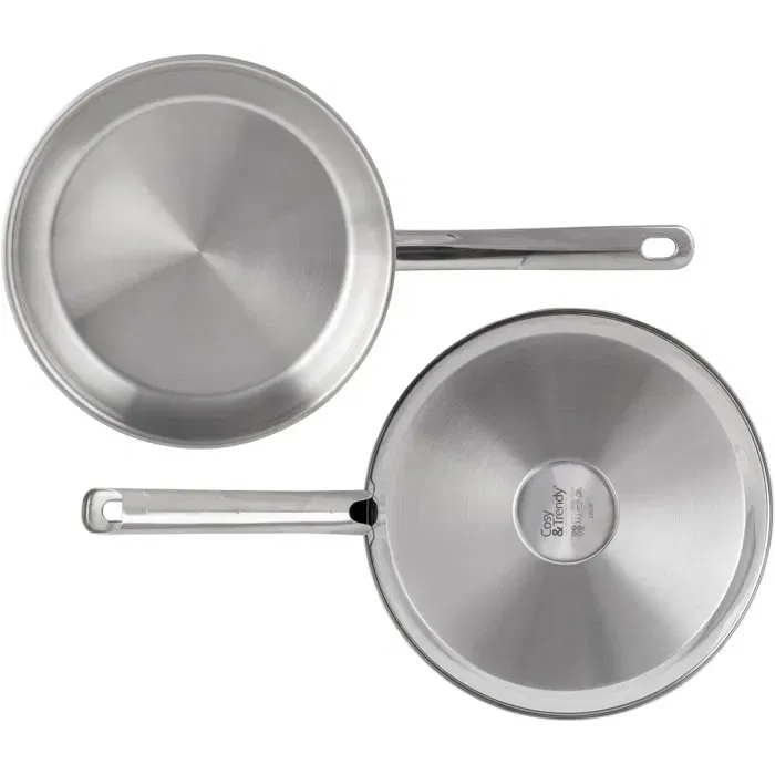 Cosy & Trendy Poêle DAILY en acier inoxydable diamètre 24 cm, fond encapsulé pour induction, tous feux, poignée soudée, va au four