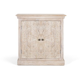 GINER Y COLOMER Buffet en bois de manguier avec 2 portes sculptées à la main, couleur Arena