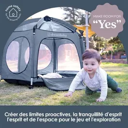 Dreambaby Adventure Parc Pop-Up pour Bébé, Ø 1.3 m, H 1 m, Anti-UV, Sac de Transport, Gris, Usage Intérieur/Extérieur
