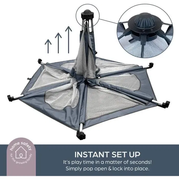 Dreambaby Adventure Parc Pop-Up pour Bébé, Ø 1.3 m, H 1 m, Anti-UV, Sac de Transport, Gris, Usage Intérieur/Extérieur