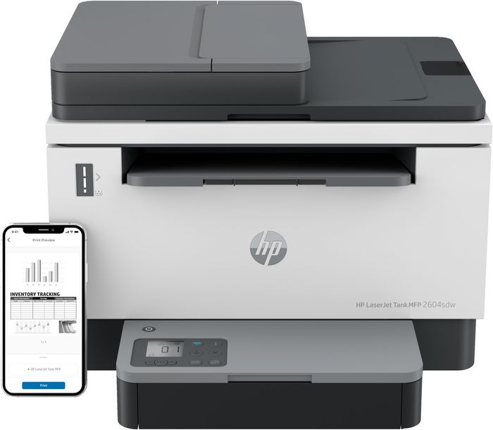 HP LaserJet Tank MFP 2604sdw - Imprimante multifonction laser avec réservoir de toner, impression recto-verso, scan vers PDF/e-mail, 22 ppm, sans fil et Ethernet