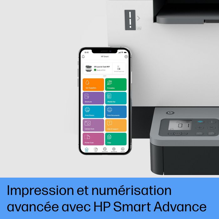 HP LaserJet Tank MFP 2604sdw - Imprimante multifonction laser avec réservoir de toner, impression recto-verso, scan vers PDF/e-mail, 22 ppm, sans fil et Ethernet