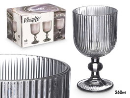 Vivalto Copa Gris Rayas 260 ml en verre 7,9x14,4x7,9 cm (Set de 24)