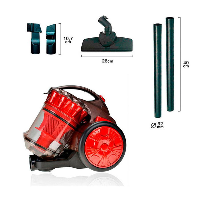 Edm Aspirateur sans sac multicylconique 700W 2,2L 80dB Classe A Filtre lavable Accessoires inclus Edm Aspirateur sans sac multicylconique 700W 2,2L 80dB Classe A Filtre lavable Accessoires inclus
