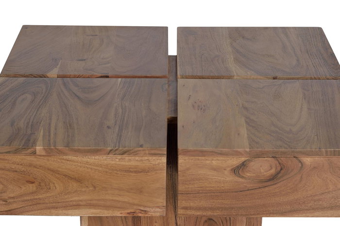 GINER Y COLOMER - Table basse en bois d'acacia, couleur naturelle, avec finition artisanale - Dimensions : 80 cm L x 80 cm P x 31 cm H GINER Y COLOMER - Table basse en bois d'acacia, couleur naturelle, avec finition artisanale - Dimensions : 80 cm L x 80 cm P x 31 cm H
