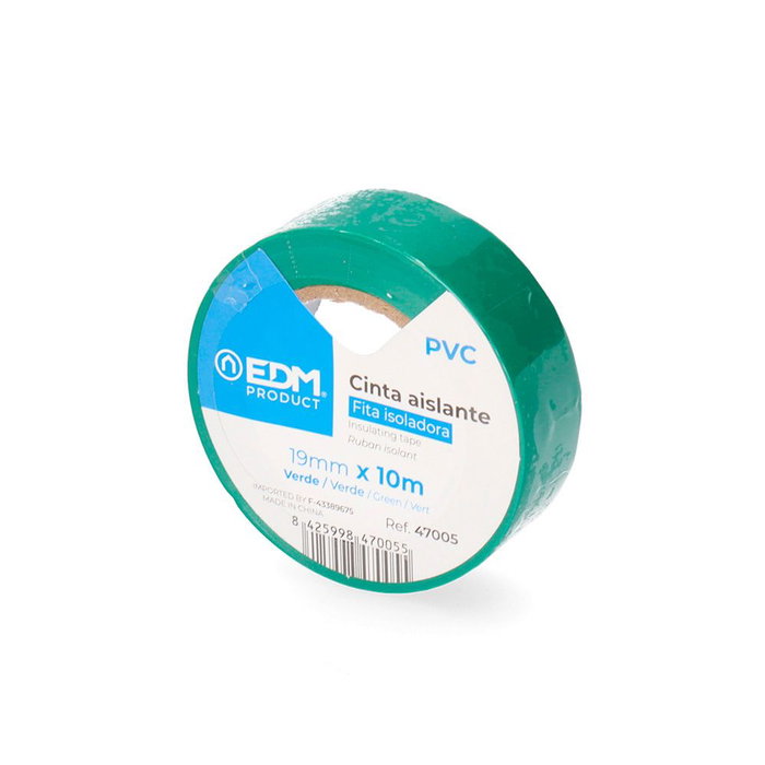 Edm Cinta aislante de qualité supra verte 19 mm x 10 m Edm Cinta aislante de qualité supra verte 19 mm x 10 m