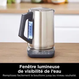 Ninja KT201EU - Bouilloire électrique température réglable, 1,7 L, 3000 W, 6 températures préréglées, maintien au chaud 30 min, finition inox et noir mat