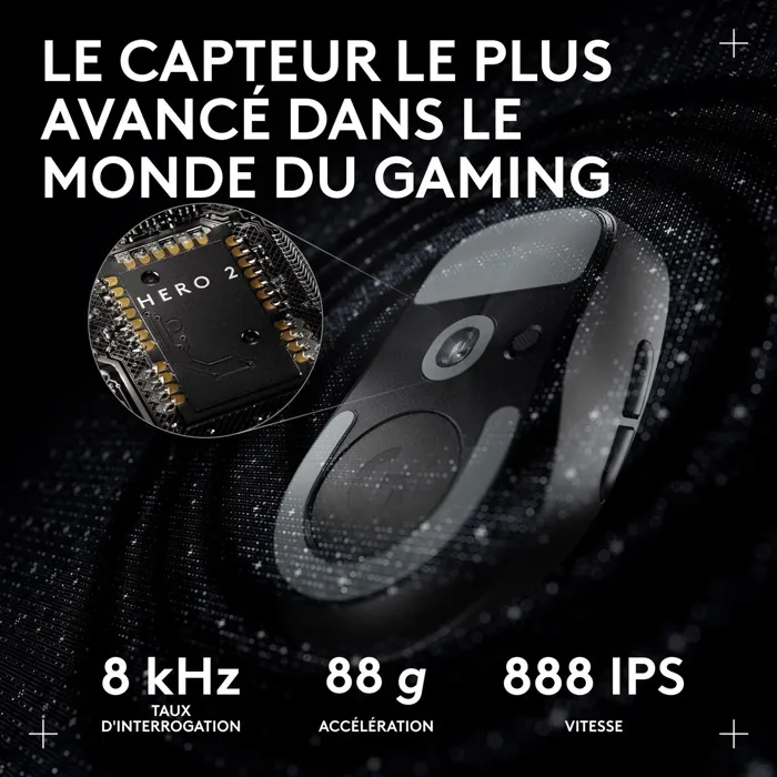 Logitech G PRO X Superlight 2c Souris Gaming Sans Fil Ultra-Légère Compacte Noir