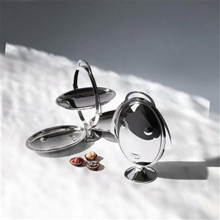 Alessi AM37 Plateau dépliable Anna Gong en acier inoxydable 18/10, support élégant pour gâteaux ou fruits, design Stefano Giovannoni