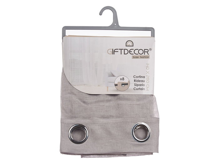 Giftdecor Rideau Voilage Gris Clair 140x260 cm en Polyester (Set de 6)