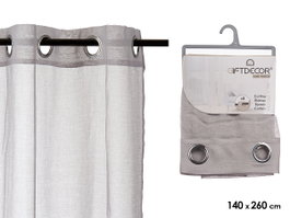 Giftdecor Rideau Voilage Gris Clair 140x260 cm en Polyester (Set de 6)