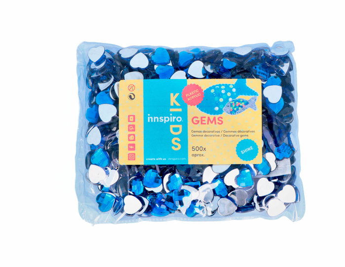 Innspiro Gemmes décoratives acryliques cœur bleu 14x14mm, 500u. approx. de haute qualité