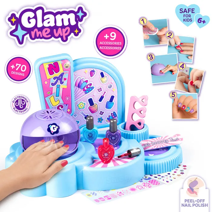 Smoby Glam Nail Salon - Studio de manucure pour enfant avec 70 designs